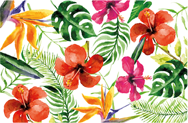 Blomster og planter vinyltæppe farverig monstera - TenStickers