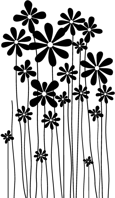 Blomster og planter vinyltæppe store sorte blomster - TenStickers