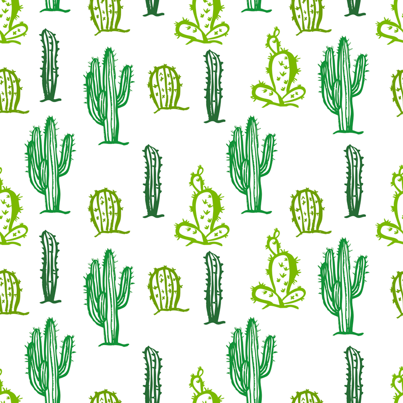 Blomster og planter vinyltæppe grøn kaktusstil - TenStickers