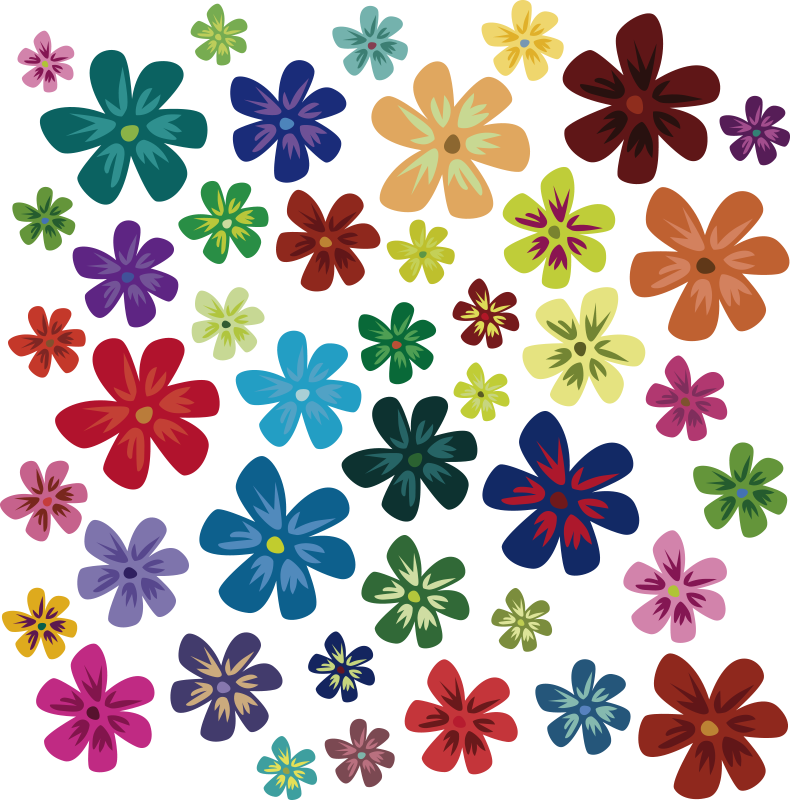 Blomster og planter vinyltæppe farverige blomster - TenStickers