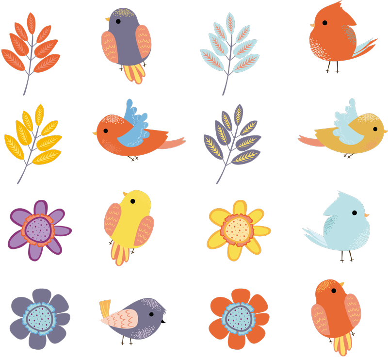 Blomster og planter vinyltæppe forårsfugle - TenStickers