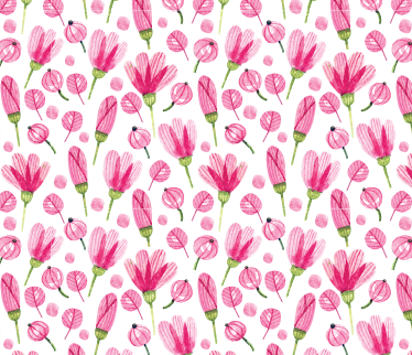 Blomster og planter vinyltæppe i lyserøde akvareller - TenStickers