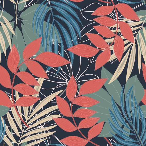 Blomster og planter vinyltæppe moderne elegant mønster - TenStickers