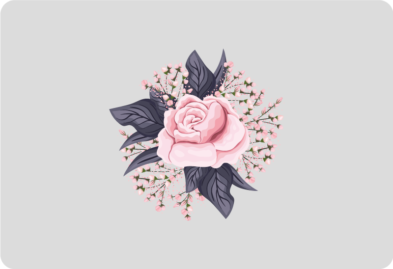 Blomster og planter vinyltæppe fantastisk design i pink - TenStickers