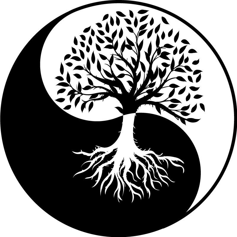 Blomster og planter vinyltæppe livets træ yin og yang - TenStickers