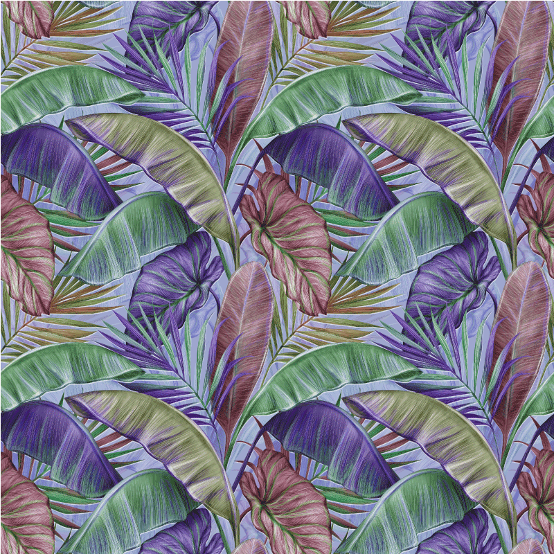 Blomster og planter vinyltæppe med lilla bladdesign - TenStickers