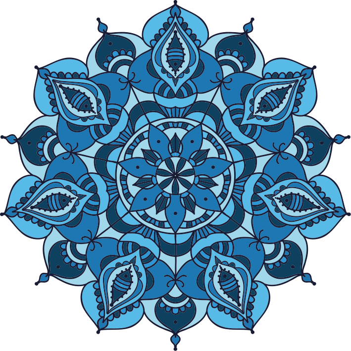 Blomster og planter vinyltæppe lotus blå mandala - TenStickers