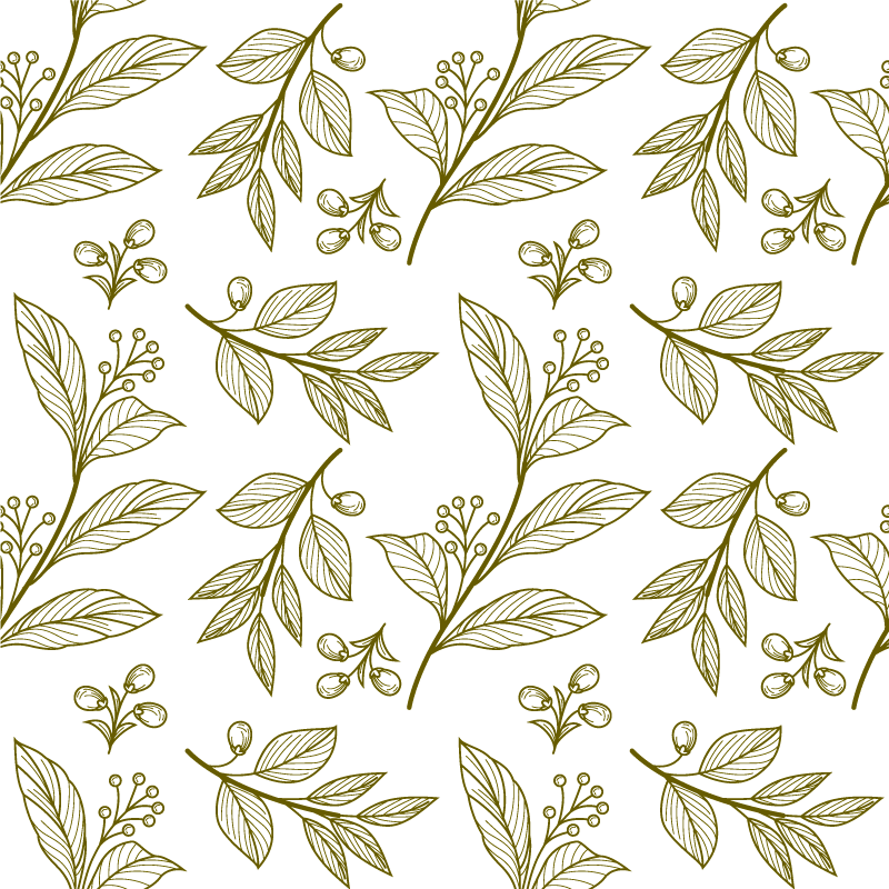Blomster og planter vinyltæppe med botanisk bladdesign - TenStickers