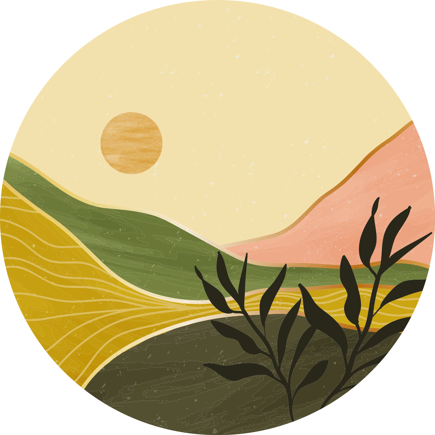 Blomster og planter vinyltæppe roligt landskab - TenStickers