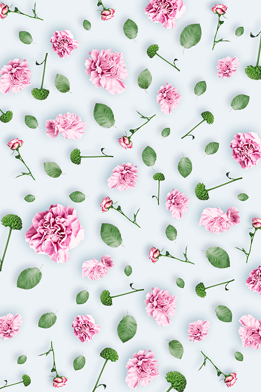 Blomster og planter vinyltæppe med planter og blomster - TenStickers