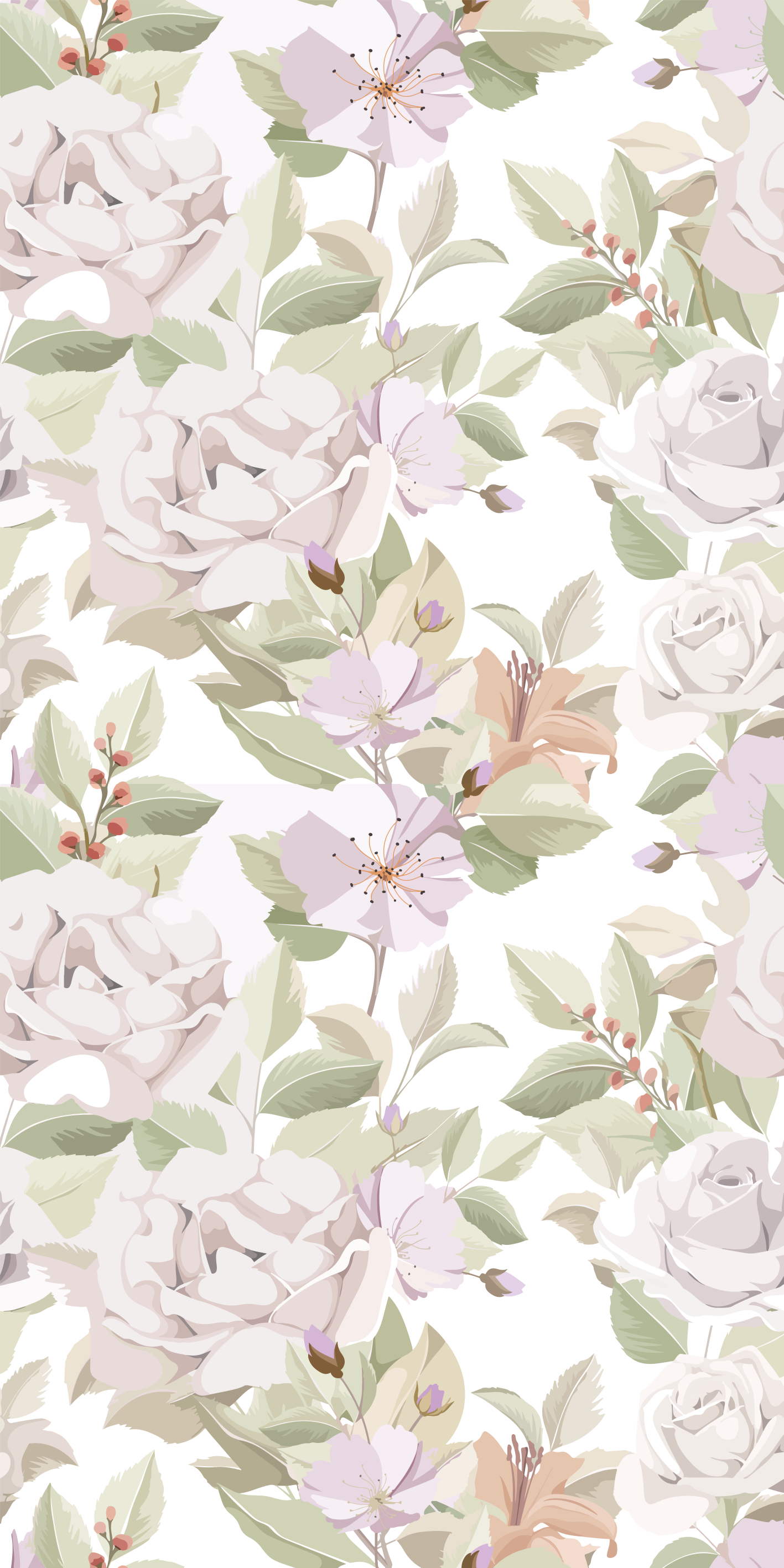 Blomster og planter vinyltæppe elegant blomstermønster - TenStickers