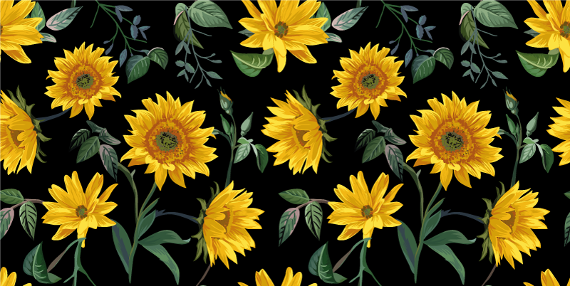 Blomster og planter vinyltæppe vintage solsikke - TenStickers