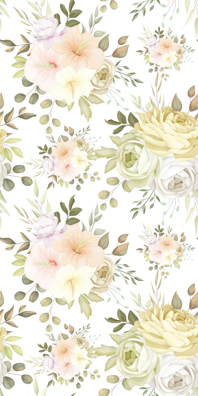 Blomster og planter vinyltæppe smukt blomsterdesign - TenStickers