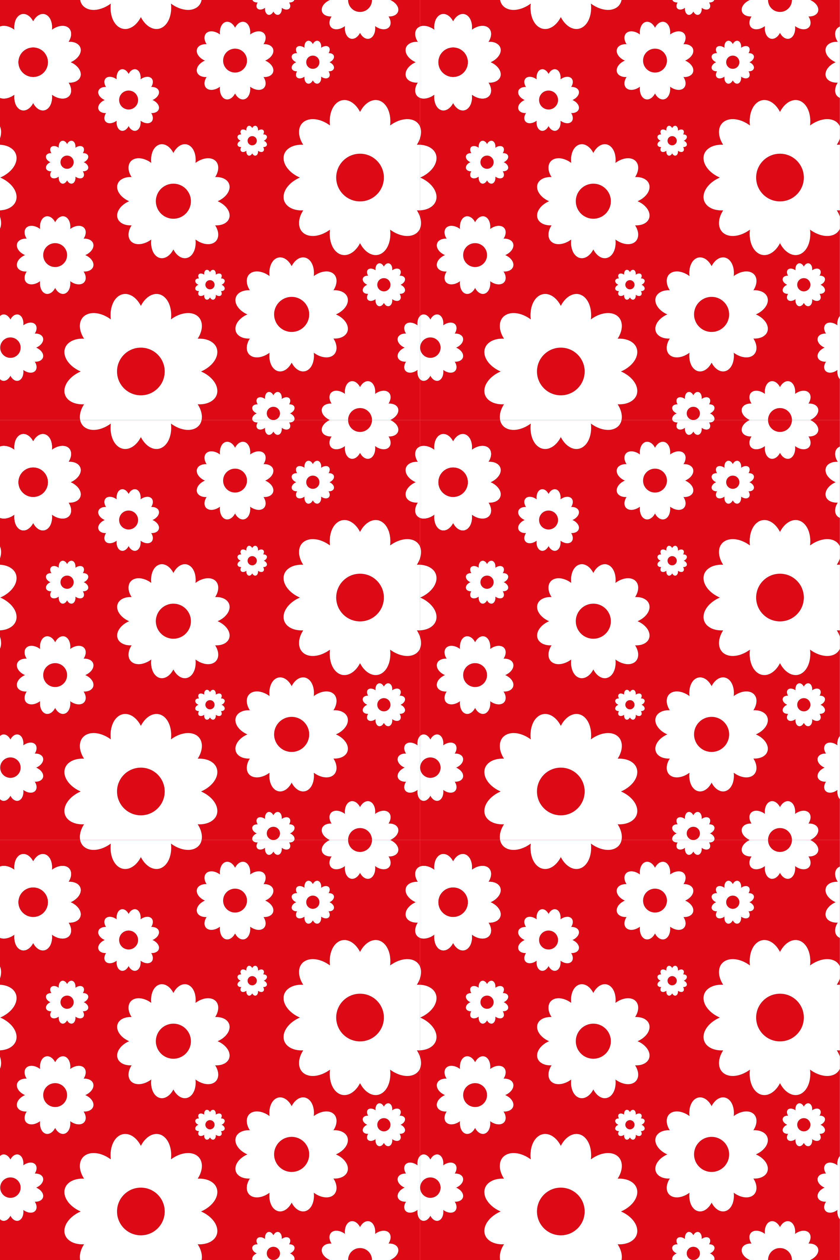 Blomster og planter vinyltæppe hvide og røde margueritter - TenStickers