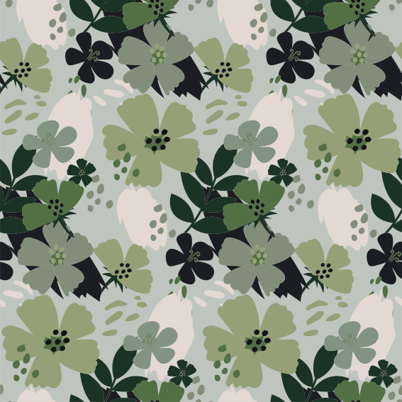 Blomster og planter vinyltæppe grønne nuancer blade mønster - TenStickers