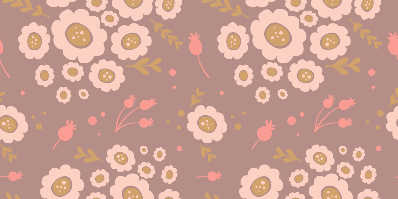 Blomster og planter vinyltæppe pastelfarvet mønster - TenStickers