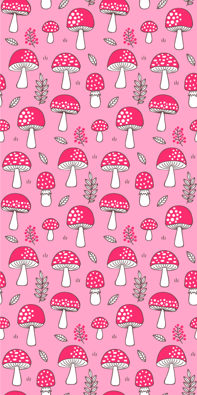 Blomster og planter vinyltæppe klassiske lyserøde svampe - TenStickers