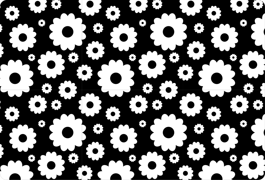 Blomster og planter vinyltæppe hvide og sorte margueritter - TenStickers