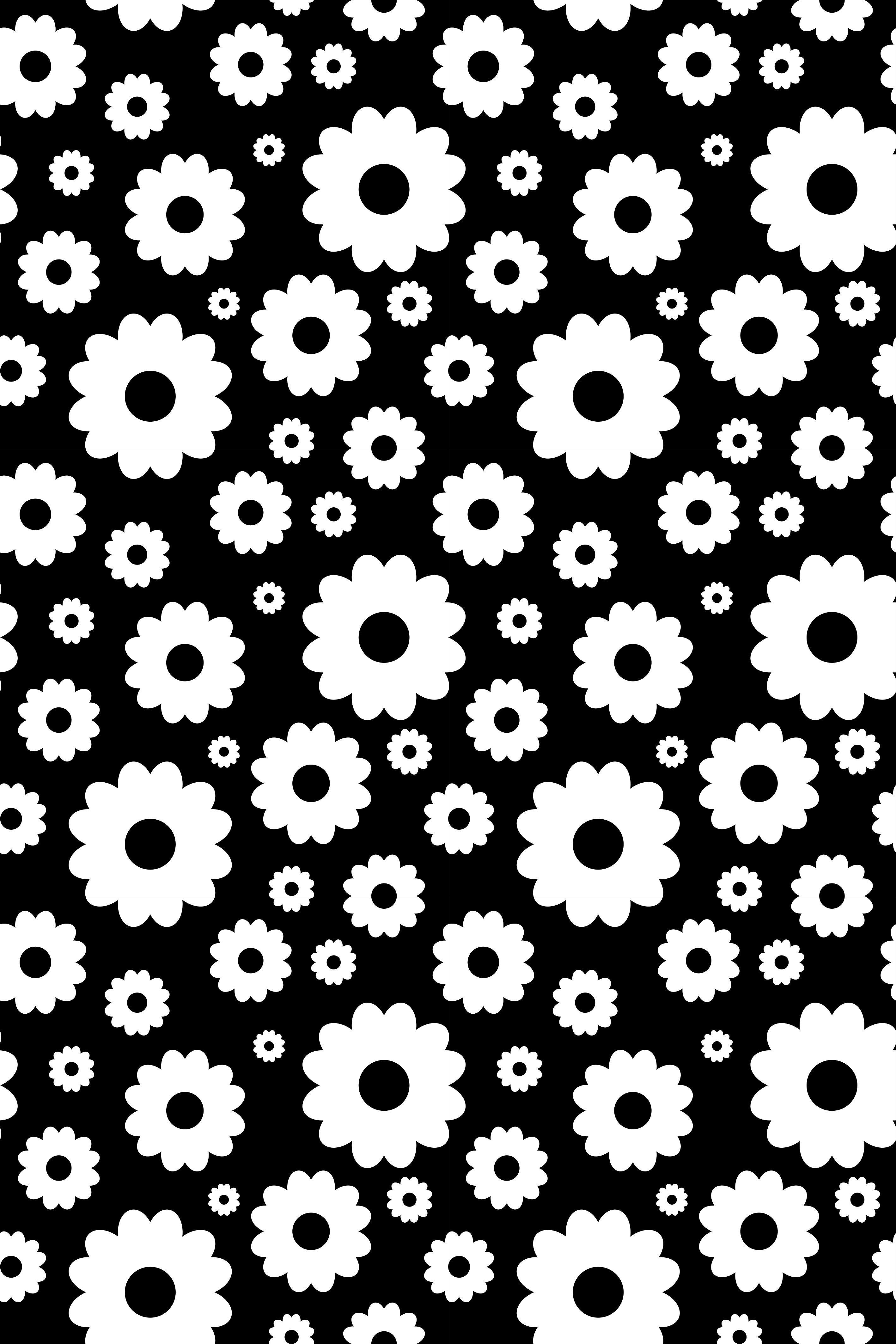 Blomster og planter vinyltæppe sorte og hvide margueritter - TenStickers