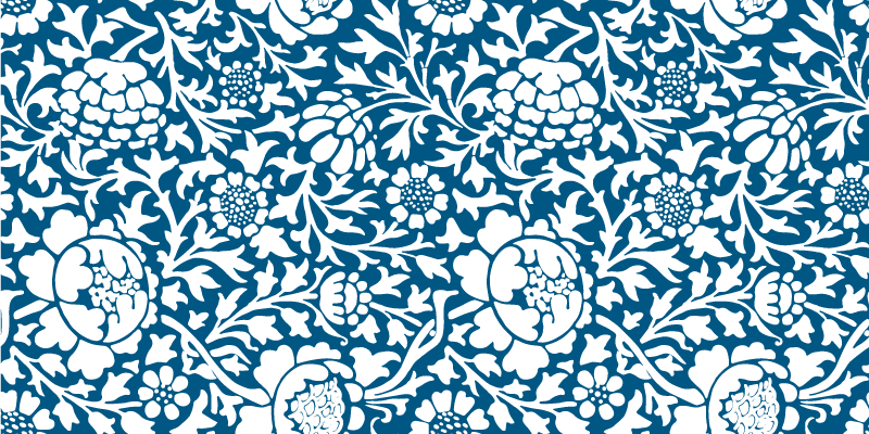 Blomster og planter vinyltæppe marineblå flora - TenStickers