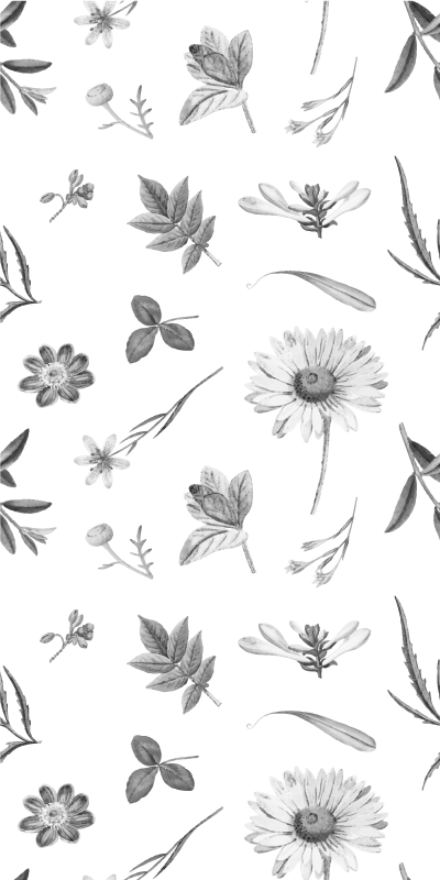 Blomster og planter vinyltæppe grå forårsblomster - TenStickers