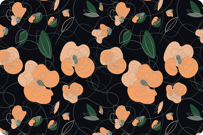 Blomster og planter vinyltæppe mørkt livligt mønster - TenStickers