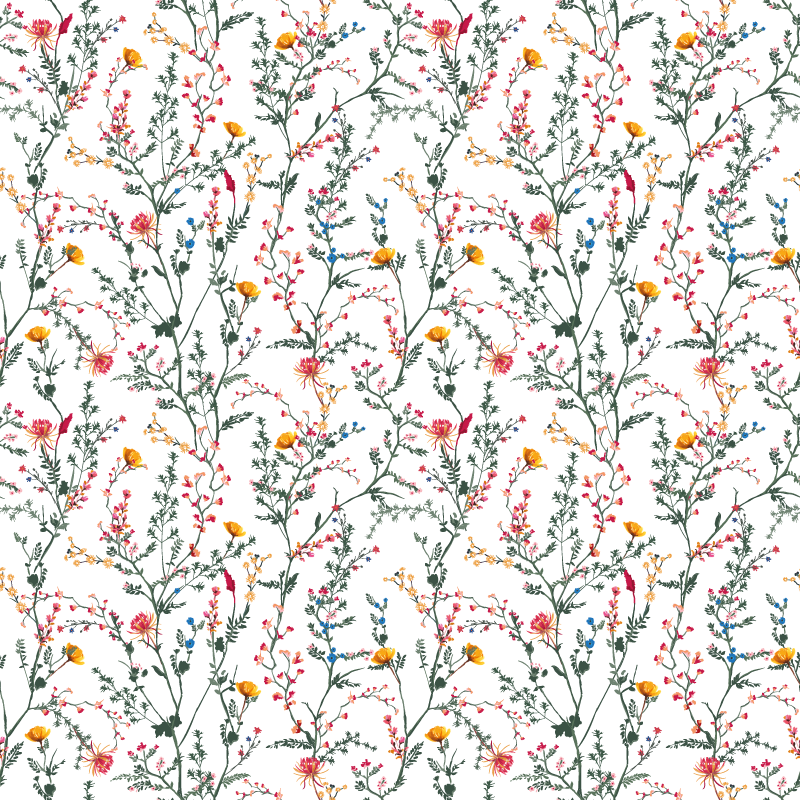 Blomster og planter vinyltæppe enkle haveblomster - TenStickers