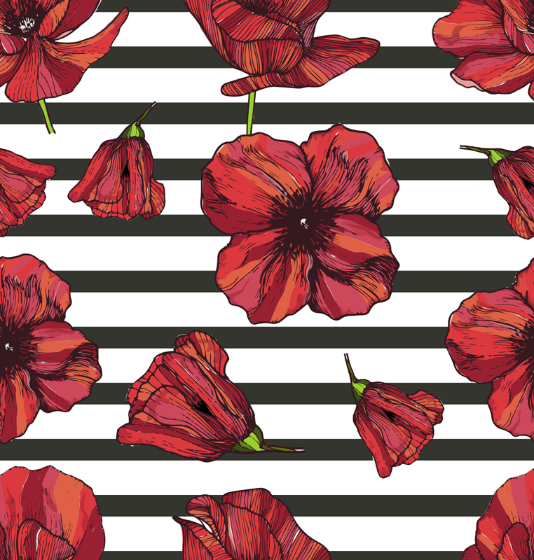 Blomster og planter vinyltæppe polske valmuer - TenStickers
