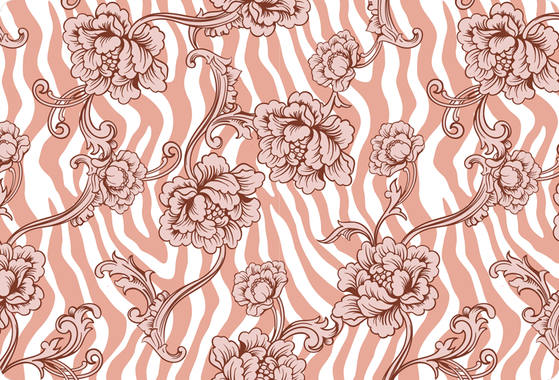 Blomster og planter vinyltæppe zebra print og blomster - TenStickers
