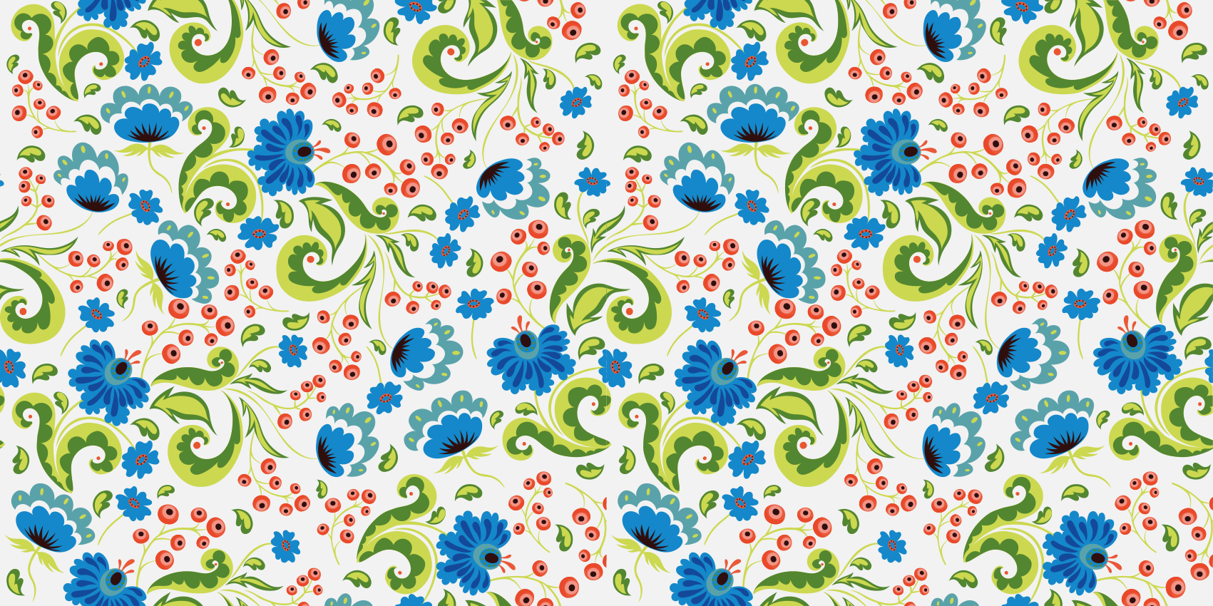 Blomster og planter vinyltæppe med grønne og blå blomster - TenStickers