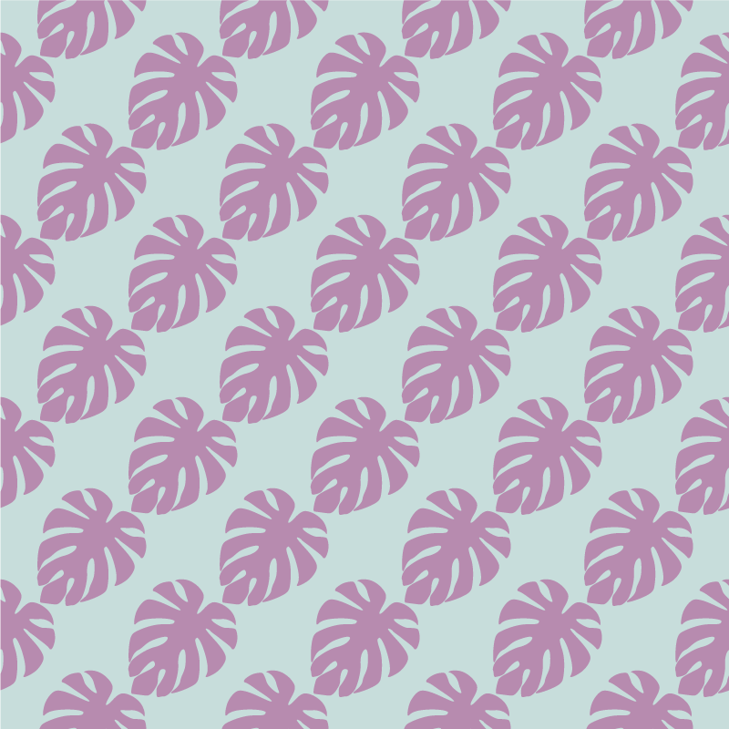 Blomster og planter vinyltæppe blå og rosa blade mønster - TenStickers