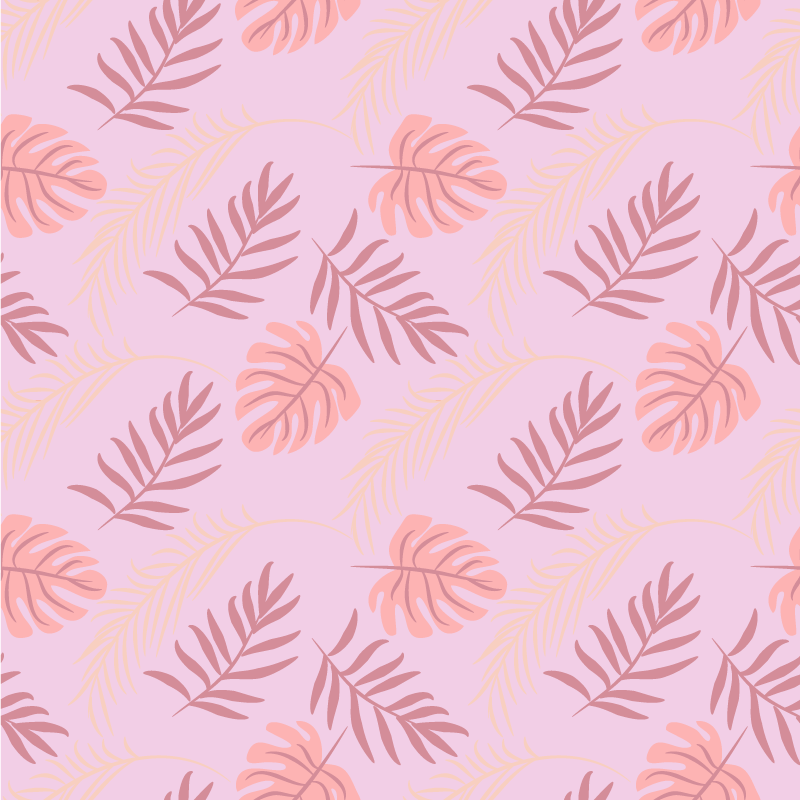 Blomster og planter vinyltæppe i pink tropisk bladdesign - TenStickers