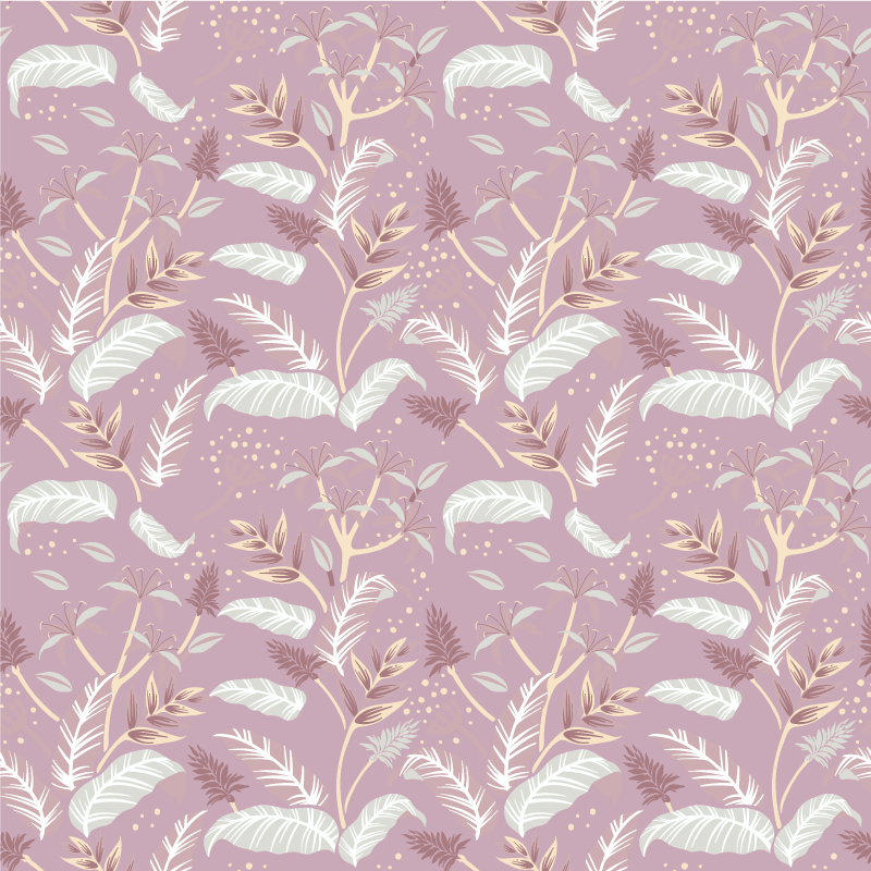 Blomster og planter vinyltæppe vintage lyserødt bladdesign - TenStickers