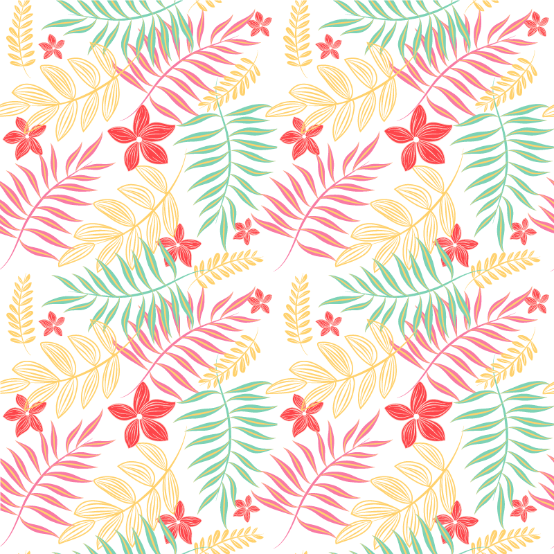 Blomster og planter vinyltæppe med neonlys design - TenStickers