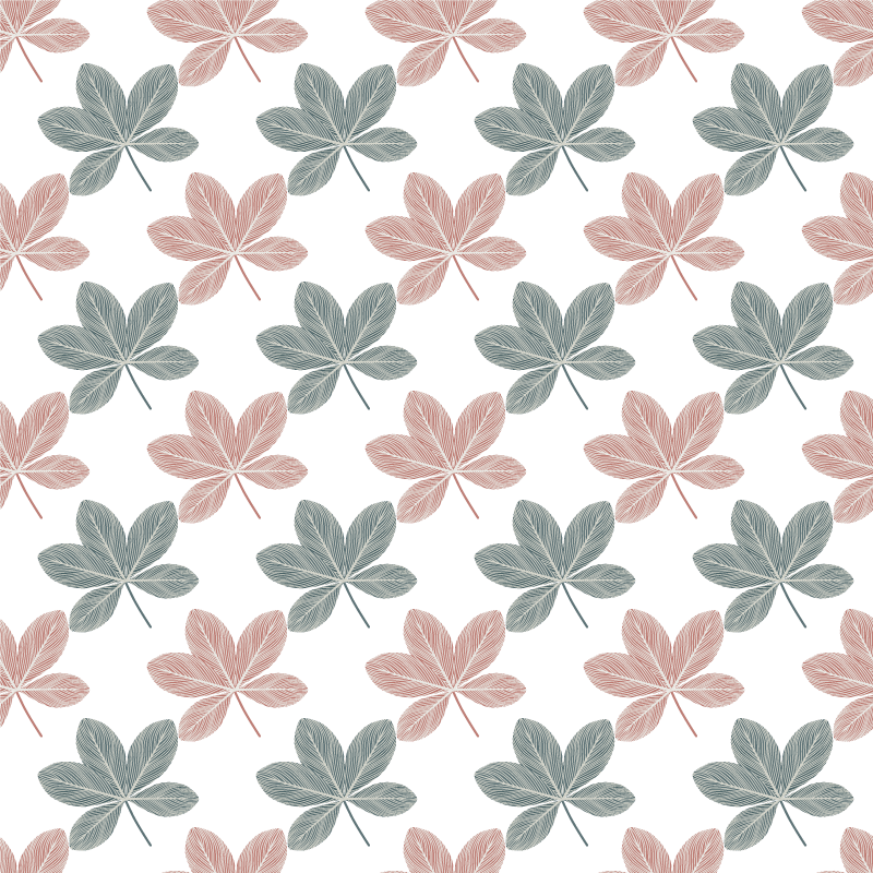 Blomster og planter vinyltæppe i pink og blå blade - TenStickers