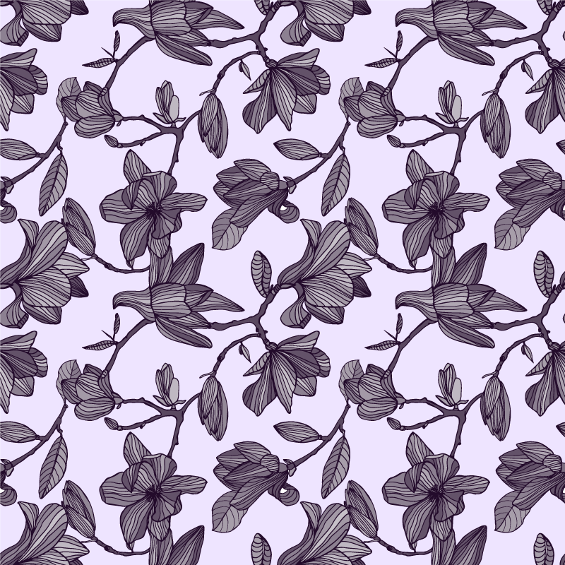 Blomster og planter vinyltæppe med sødt magnoliedesign - TenStickers