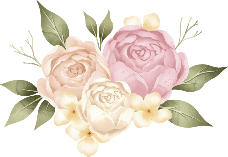 Blomster og planter vinyltæppe akvarel pæon - TenStickers