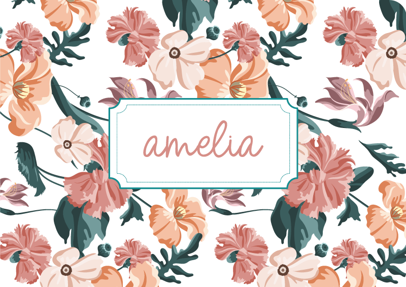 Blomster og planter vinyltæppe smukke pastelfarver - TenStickers