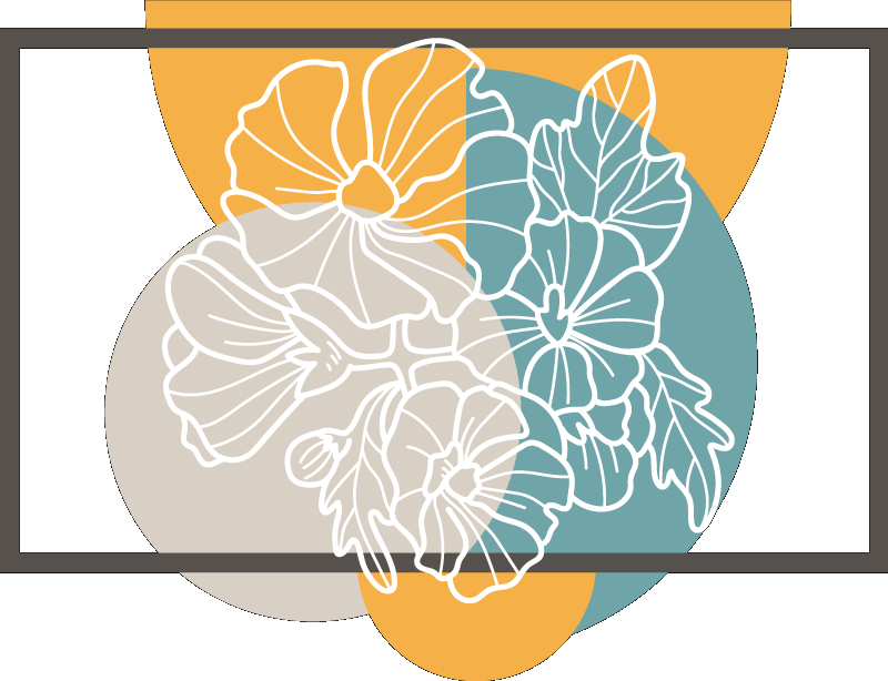 Blomster og planter vinyltæppe sød minimalistisk rektangel - TenStickers