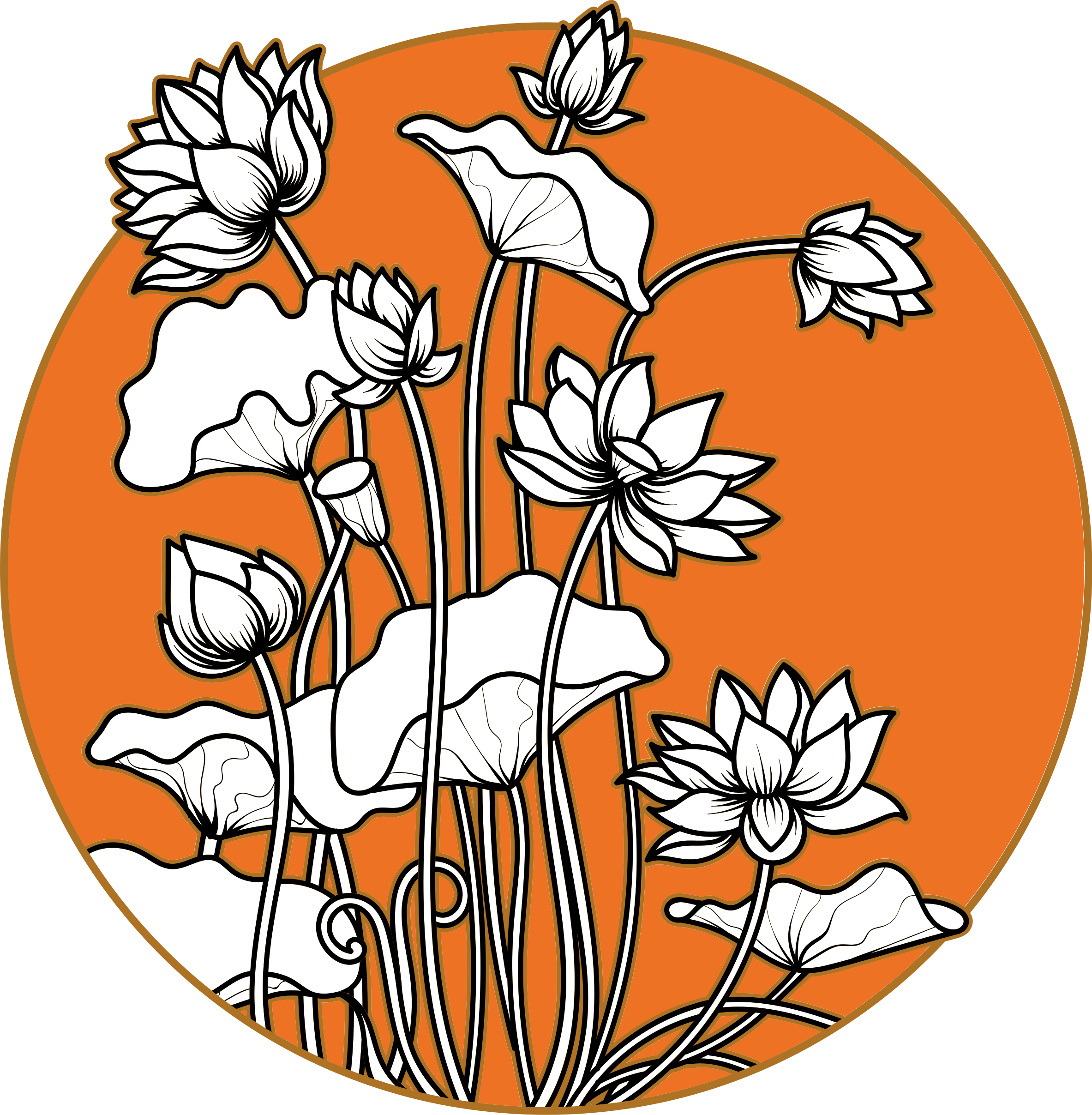 Blomster og planter vinyltæppe lotusillustration - TenStickers