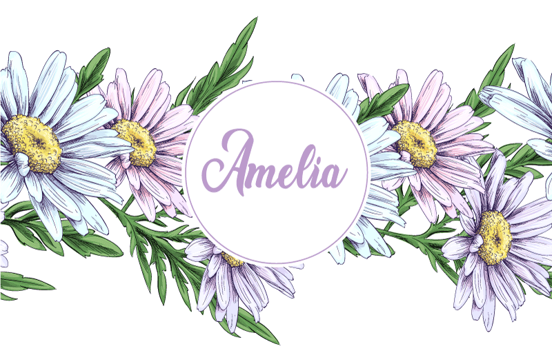 Blomster og planter vinyltæppe med navn design - TenStickers