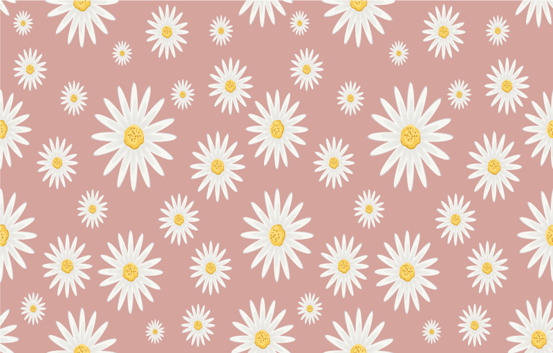 Blomster og planter vinyltæppe sødt pink tusindfryd mønster - TenStickers