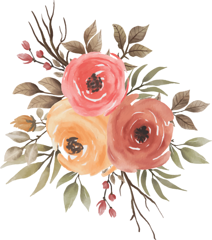 Blomster og planter vinyltæppe med tegning af tørrede roser - TenStickers