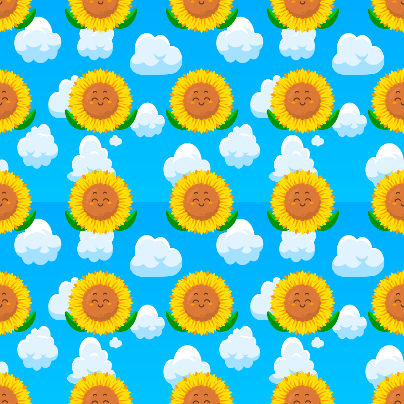 Blomster og planter vinyltæppe sjov gul smilende blomst - TenStickers