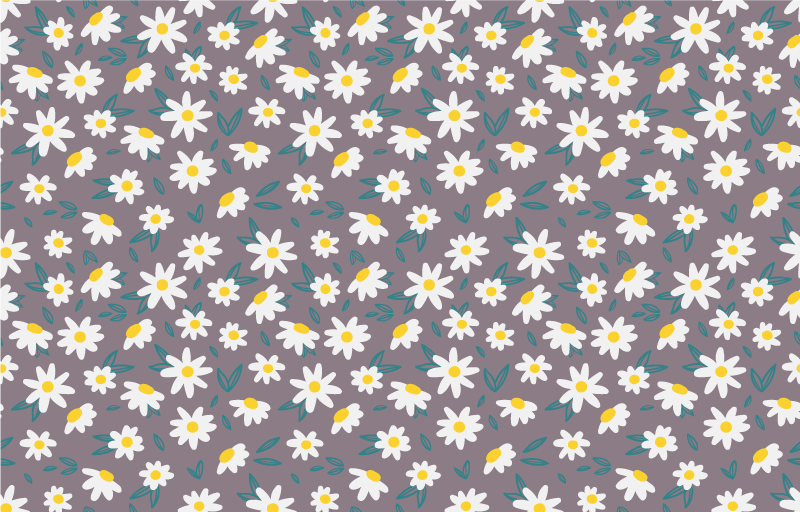 Blomster og planter vinyltæppe med søde små margueritter - TenStickers