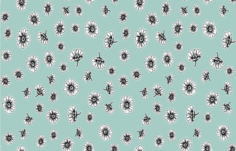 Blomster og planter vinyltæppe sødt mønster med hvid kamille - TenStickers