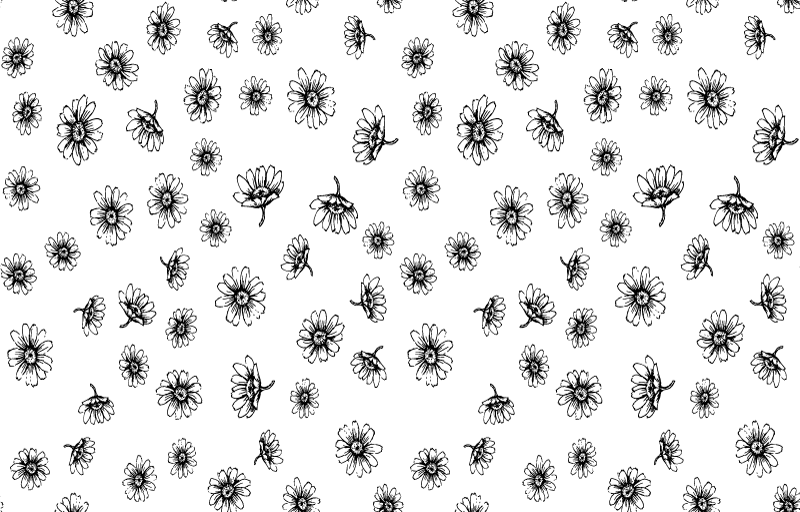 Blomster og planter vinyltæppe med kontur af tusindfryd - TenStickers