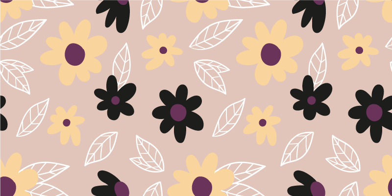 Blomster og planter vinyltæppe farverige moderne blomster - TenStickers