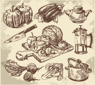Køkken tæpper med vintage illustration - TenStickers