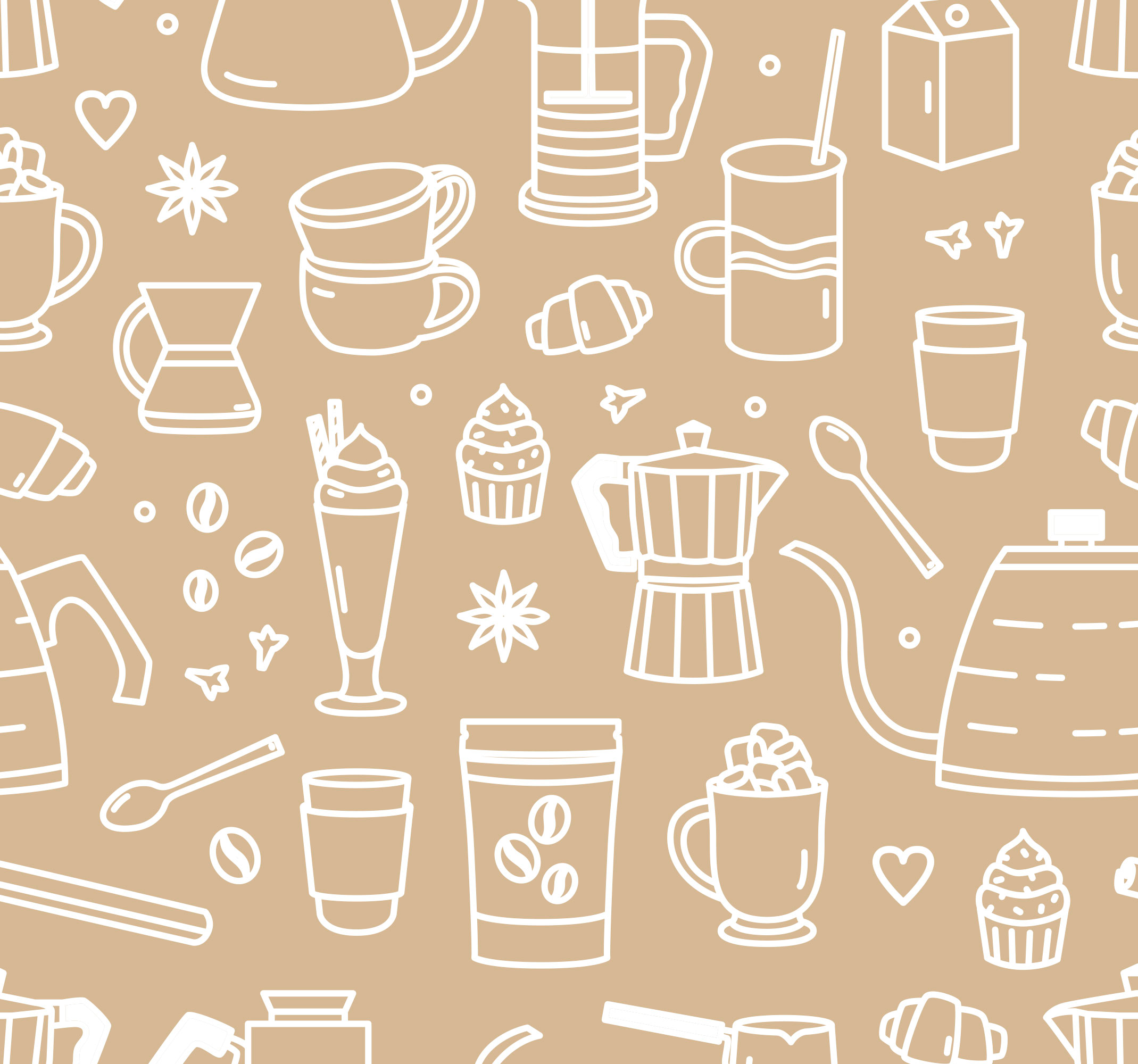 Køkken tæpper med mønster af kaffekopper og glas - TenStickers